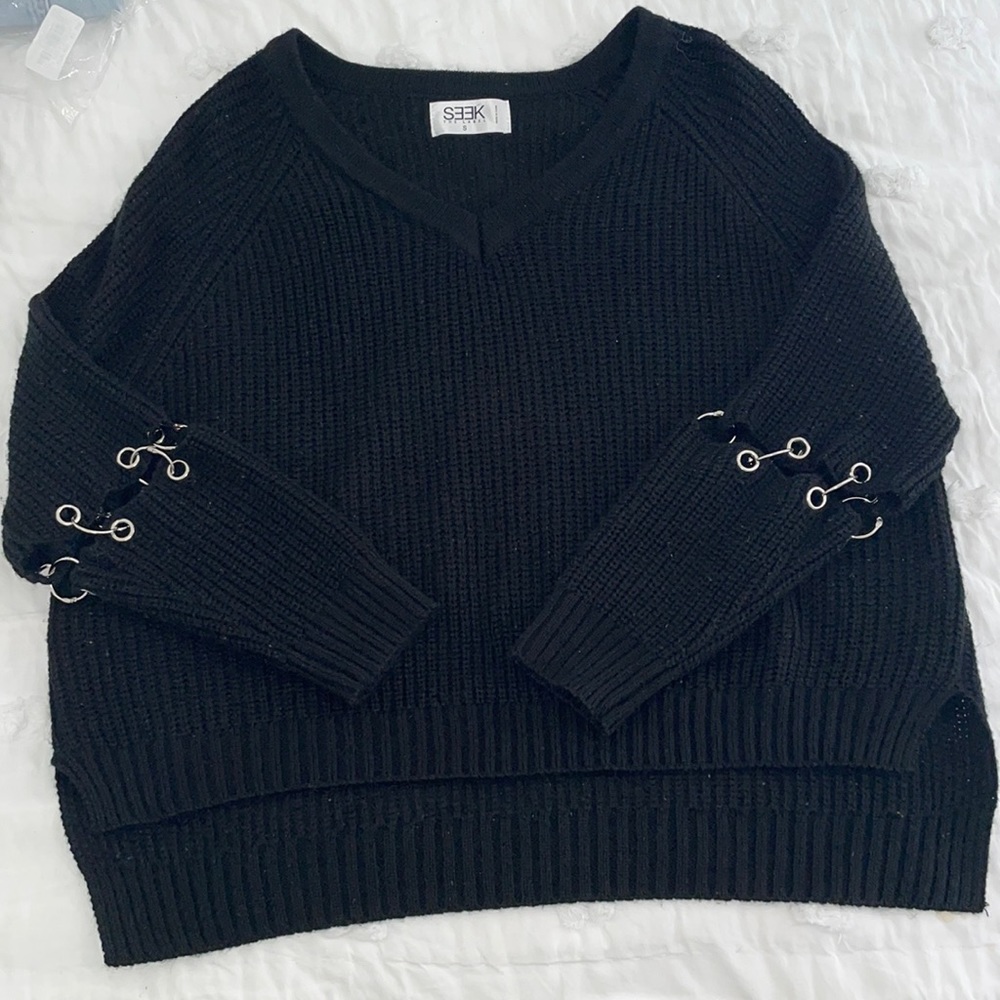 LF SEEK THE LABEL black sweater with chains size small